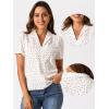 imageAllegra K V Neck Tops for Womens Elegant Casual Cherry Print Notch Lapel Summer Short Sleeve BlouseWhite