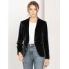 imageAllegra K Womens Halloween Christmas Office Coat Solid Shawl Collar 1 Button Velvet BlazerBlack