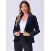 imageAllegra K Womens Halloween Christmas Office Coat Solid Shawl Collar 1 Button Velvet BlazerDark Blue