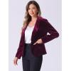 imageAllegra K Womens Halloween Christmas Office Coat Solid Shawl Collar 1 Button Velvet BlazerDark Red