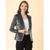 imageAllegra K Womens Halloween Christmas Office Coat Solid Shawl Collar 1 Button Velvet BlazerGray
