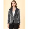 imageAllegra K Womens Halloween Christmas Office Coat Solid Shawl Collar 1 Button Velvet BlazerGray