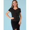 imageAllegra K Womens Polka Dots Short Sleeve Button Up Vintage 1950s BlouseBlack
