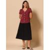 imageAllegra K Womens Polka Dots Short Sleeve Button Up Vintage 1950s BlouseBurgundy