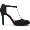 imageAllegra K Womens Rounded Toe Stiletto Heel TStrap Dress PumpsBlack