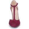 imageAllegra K Womens Rounded Toe Stiletto Heel TStrap Dress PumpsBurgundy