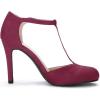 imageAllegra K Womens Rounded Toe Stiletto Heel TStrap Dress PumpsBurgundy