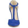 imageAllegra K Womens Rounded Toe Stiletto Heel TStrap Dress PumpsDeep Blue