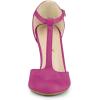 imageAllegra K Womens Rounded Toe Stiletto Heel TStrap Dress PumpsHot Pink