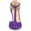 imageAllegra K Womens Rounded Toe Stiletto Heel TStrap Dress PumpsPurple