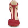 imageAllegra K Womens Rounded Toe Stiletto Heel TStrap Dress PumpsRed