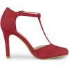 imageAllegra K Womens Rounded Toe Stiletto Heel TStrap Dress PumpsRed