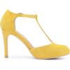 imageAllegra K Womens Rounded Toe Stiletto Heel TStrap Dress PumpsYellow