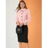 imageAllegra K Womens Turn Down Collar Long Sleeve Single Breasted Outwear Winter Pea CoatPink