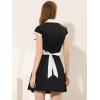 imageAllegra K Womens Vintage Button Down Shirt Dress Notch Lapel Short Sleeve Belted Office Mini Short DressesBlack