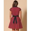 imageAllegra K Womens Vintage Button Down Shirt Dress Notch Lapel Short Sleeve Belted Office Mini Short DressesBrick Red