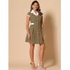 imageAllegra K Womens Vintage Button Down Shirt Dress Notch Lapel Short Sleeve Belted Office Mini Short DressesBrown