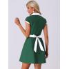 imageAllegra K Womens Vintage Button Down Shirt Dress Notch Lapel Short Sleeve Belted Office Mini Short DressesDark Green