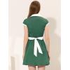 imageAllegra K Womens Vintage Button Down Shirt Dress Notch Lapel Short Sleeve Belted Office Mini Short DressesGreen