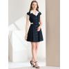 imageAllegra K Womens Vintage Button Down Shirt Dress Notch Lapel Short Sleeve Belted Office Mini Short DressesNavy Blue
