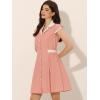 imageAllegra K Womens Vintage Button Down Shirt Dress Notch Lapel Short Sleeve Belted Office Mini Short DressesPink