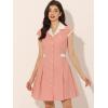 imageAllegra K Womens Vintage Button Down Shirt Dress Notch Lapel Short Sleeve Belted Office Mini Short DressesPink