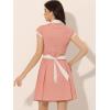 imageAllegra K Womens Vintage Button Down Shirt Dress Notch Lapel Short Sleeve Belted Office Mini Short DressesPink