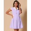 imageAllegra K Womens Vintage Button Down Shirt Dress Notch Lapel Short Sleeve Belted Office Mini Short DressesPurple