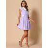 imageAllegra K Womens Vintage Button Down Shirt Dress Notch Lapel Short Sleeve Belted Office Mini Short DressesPurple