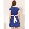 imageAllegra K Womens Vintage Button Down Shirt Dress Notch Lapel Short Sleeve Belted Office Mini Short DressesRoyal Blue