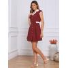 imageAllegra K Womens Vintage Button Down Shirt Dress Notch Lapel Short Sleeve Belted Office Mini Short DressesWine Red
