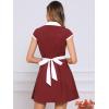 imageAllegra K Womens Vintage Button Down Shirt Dress Notch Lapel Short Sleeve Belted Office Mini Short DressesWine Red