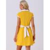 imageAllegra K Womens Vintage Button Down Shirt Dress Notch Lapel Short Sleeve Belted Office Mini Short DressesYellow