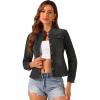 imageAllegra K Casual Denim Jacket for Womens Classic Stand Collar Long Sleeve Jean JacketBlack