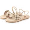 imageAllegra K Womens Plaid Cross Strap Slip On Flat SandalsBeige
