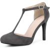 imageAllegra K Womens Rounded Toe Stiletto Heel TStrap Dress PumpsGrey