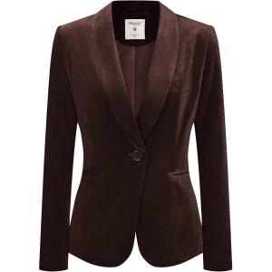 imageAllegra K Womens Halloween Christmas Office Coat Solid Shawl Collar 1 Button Velvet BlazerDeep Brown