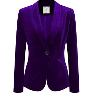 imageAllegra K Womens Halloween Christmas Office Coat Solid Shawl Collar 1 Button Velvet BlazerDeep Purple