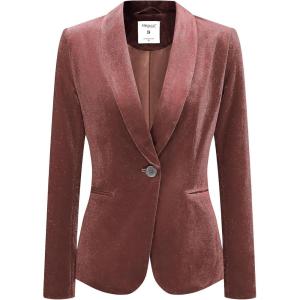 imageAllegra K Womens Halloween Christmas Office Coat Solid Shawl Collar 1 Button Velvet BlazerRed Brown