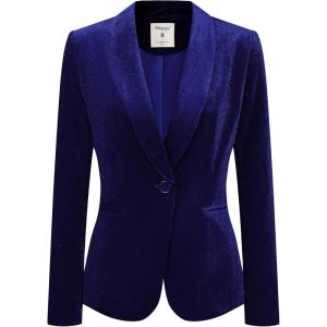imageAllegra K Womens Halloween Christmas Office Coat Solid Shawl Collar 1 Button Velvet BlazerRoyal Blue
