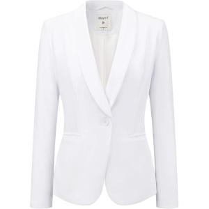 imageAllegra K Womens Halloween Christmas Office Coat Solid Shawl Collar 1 Button Velvet BlazerWhite