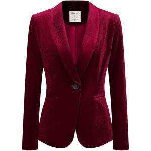 imageAllegra K Womens Halloween Christmas Office Coat Solid Shawl Collar 1 Button Velvet BlazerWine Red