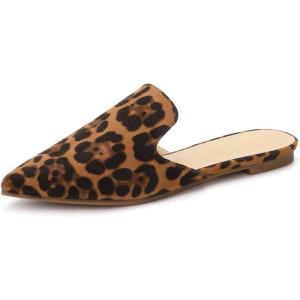 imageAllegra K Womens Pointed Toe Flat Slides MulesLeopard