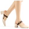 imageAllegra K Womens Pointed Toe Chunky Heel Dress Mules PumpsBeige Pink
