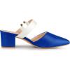 imageAllegra K Womens Pointed Toe Chunky Heel Dress Mules PumpsBlue White