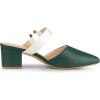 imageAllegra K Womens Pointed Toe Chunky Heel Dress Mules PumpsGreen White