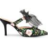 imageAllegra K Womens Pointed Toe Lace Bow Floral Printed Stiletto Heels MulesBlack
