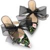 imageAllegra K Womens Pointed Toe Lace Bow Floral Printed Stiletto Heels MulesBlack