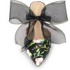 imageAllegra K Womens Pointed Toe Lace Bow Floral Printed Stiletto Heels MulesBlack