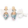 imageAllegra K Womens Pointed Toe Lace Bow Floral Printed Stiletto Heels MulesBlue